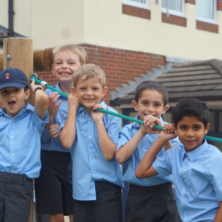 students playing outside